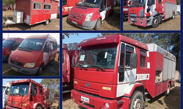 17 Vans Ford Transit, Renault Master, Mercedes-Benz, Caminhões e outros veículos no Leilão dos Bombeiros