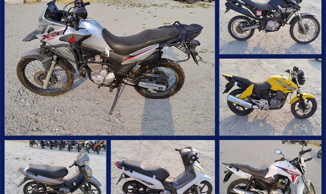 Motos Honda NX-4 Falcon, XRE, CBX, Biz e outras a partir de 150 reais no Leilão de Trânsito Municipal