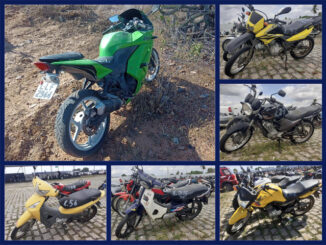 Motos Kawasaki Ninja, Honda NXR150 Bros, Yamaha Factor, Dafra TVS Apache e Muitas Outras a partir de 500 reais no Leilão do DETRAN