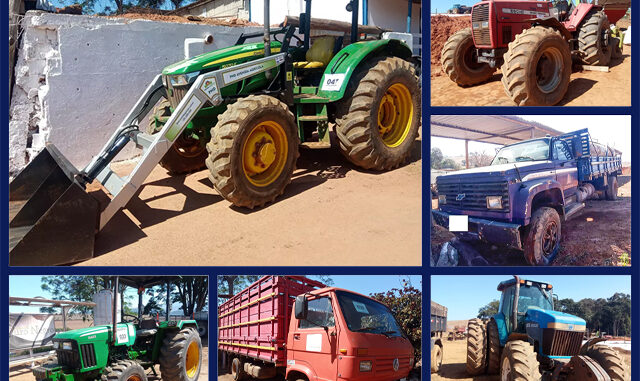 Tratores Massey Fergusson, New Holland, John Deere, Caminhões Volkswagen, Chevrolet, Mercedes-Benz no Leilão de Construtora